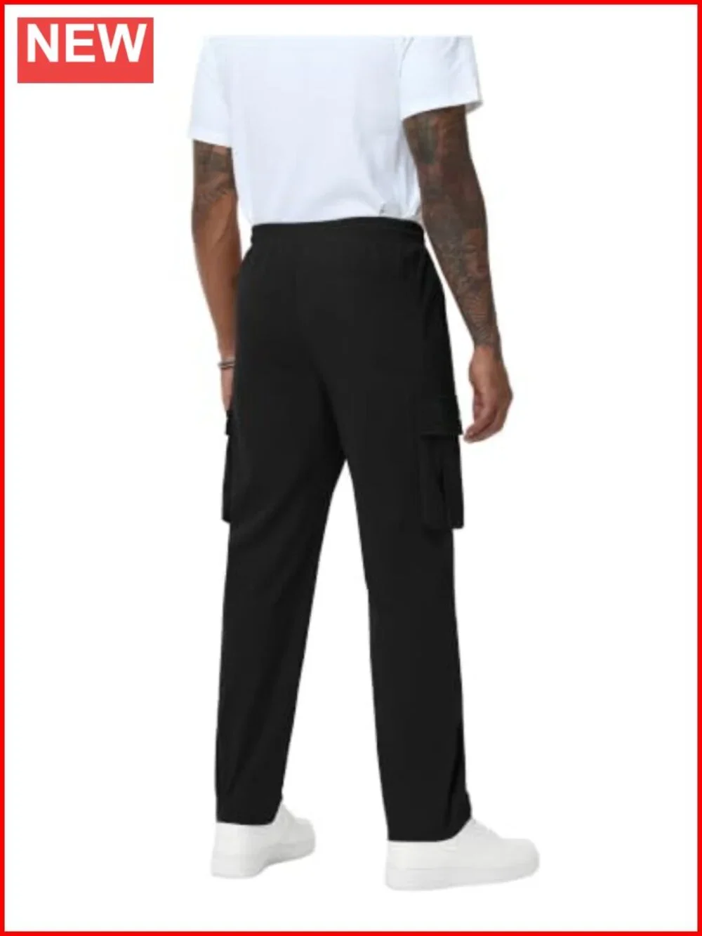 Lightweight Cargo Pants Multi Pockets Drawstring Elastic Waist Men's Trousers